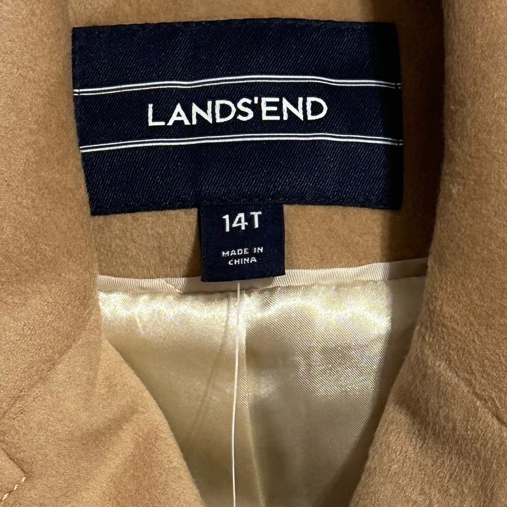 Land’s End NWT Camel Tan Buttoned Lined Peacoat 14T - Picture 11 of 12